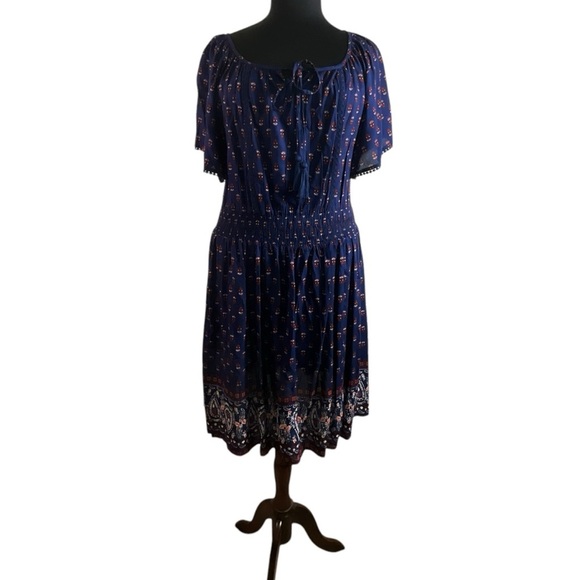 J Gee Free People inspired Blue Paisley Print Boho Dress - Picture 1 of 15